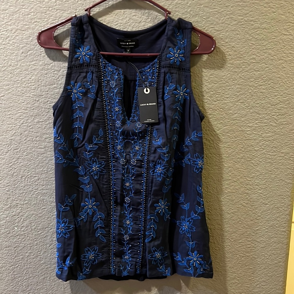 Lucky Brand Embroidered top NWT